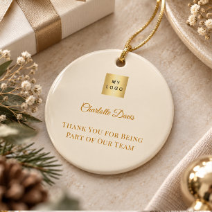 Adorno De Cerámica Logotipo de la empresa miembro del equipo de crema