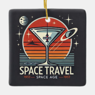 Adorno De Cerámica Logotipo de la Era Espacial de Martini Space Trave