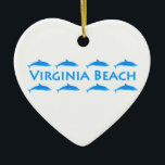 Adorno De Cerámica Logotipo de los delfínes de Virginia Beach<br><div class="desc">Los delfínes azules brillantes aparecen en este Virginia Beach náutico-temático,  logotipo del Va. Los delfínes están comúnmente - visto a lo largo de la costa de Virginia Beach.</div>