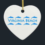 Adorno De Cerámica Logotipo de los delfínes de Virginia Beach<br><div class="desc">Los delfínes azules brillantes aparecen en este Virginia Beach náutico-temático,  logotipo del Va. Los delfínes están comúnmente - visto a lo largo de la costa de Virginia Beach.</div>