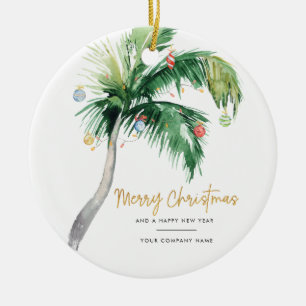 Adorno De Cerámica Logotipo de negocio de palmera Feliz Navidad