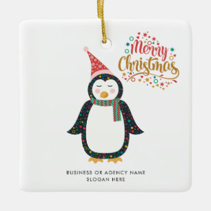 Adorno De Cerámica Logotipo de negocio nombre personalizado Navidad