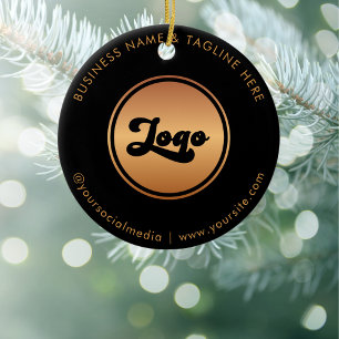Adorno De Cerámica Logotipo de oro y Personalizado de texto