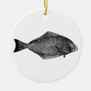 Adorno De Cerámica Logotipo del halibut pacífico