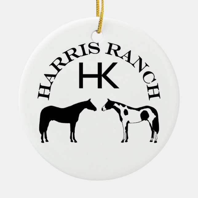 Adorno De Cerámica Logotipo del rancho de Harris (Frente)