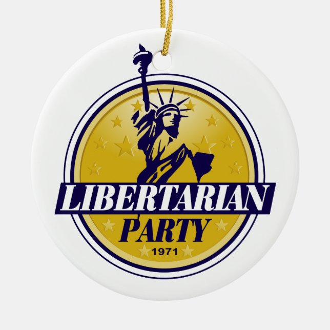 Adorno De Cerámica Logotipo libertario del fiesta político (Frente)
