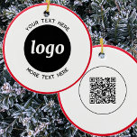 Adorno De Cerámica Logotipo simple y código QR de texto<br><div class="desc">Sencillo logotipo minimalista y texto personalizado con código QR para promocionar su negocio en las vacaciones de invierno. Reemplace el logotipo,  el código QR y el texto con el propio personalizar,  y cambie el color de fondo y del texto para que coincida con la marca propia.</div>