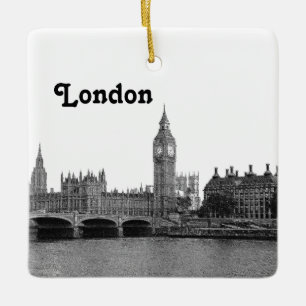 Adorno De Cerámica Londres Inglaterra Reino Unido Silueta Grabada