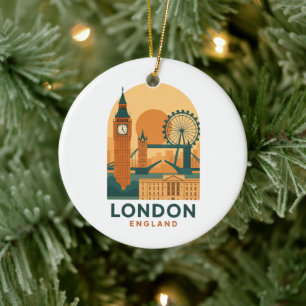 Adorno De Cerámica Londres Vintage Inglaterra Viajes   Retro 