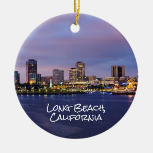 Adorno De Cerámica Long beach California, Skyline at Dusk,