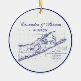 Adorno De Cerámica Long Island The Hamptons Map VC