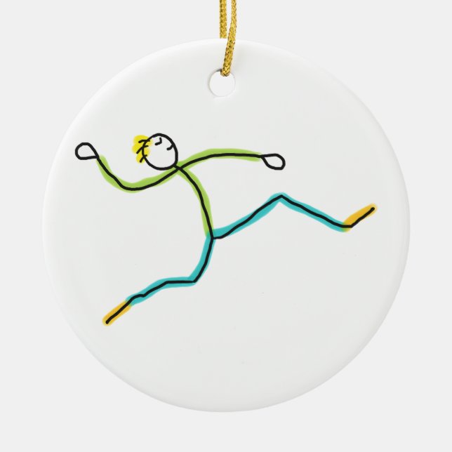Adorno De Cerámica Long Jump Stickman (Frente)