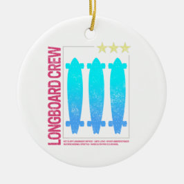 Adorno De Cerámica Longboard Retro Skateboard Vintage Skater Design