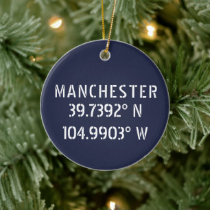 Adorno De Cerámica Longitud de la latitud de Manchester England
