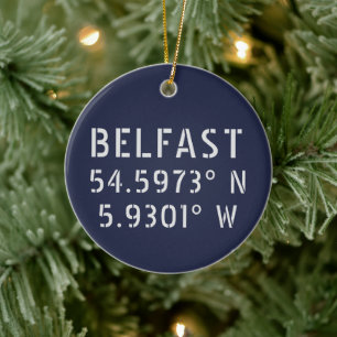 Adorno De Cerámica Longitud de latitud de Belfast