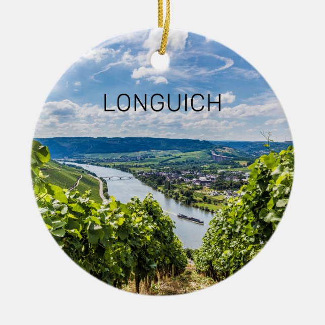 Adorno De Cerámica Longuich Moselle Vineyard Panorama Alemania (Frente)