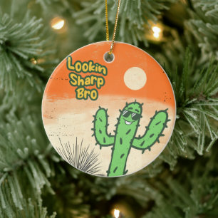 Adorno De Cerámica Lookin Sharp Bro Retro Vintage Desert Vibes Cactus