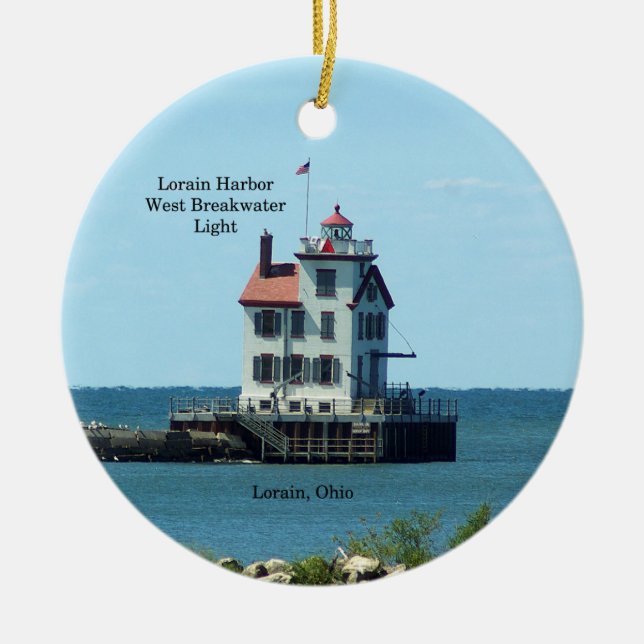 Adorno De Cerámica Lorain Harbour West Breakwater Light (Frente)