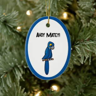 Adorno De Cerámica Loro Pirata de Dibujos Animados Ahoy Matey, Ave Ma