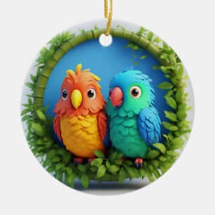 Adorno De Cerámica Loros de Dibujos Animados Coloridos
