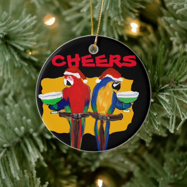 ADORNO DE CERÁMICA LOROS DE FIESTA  (Árbol)
