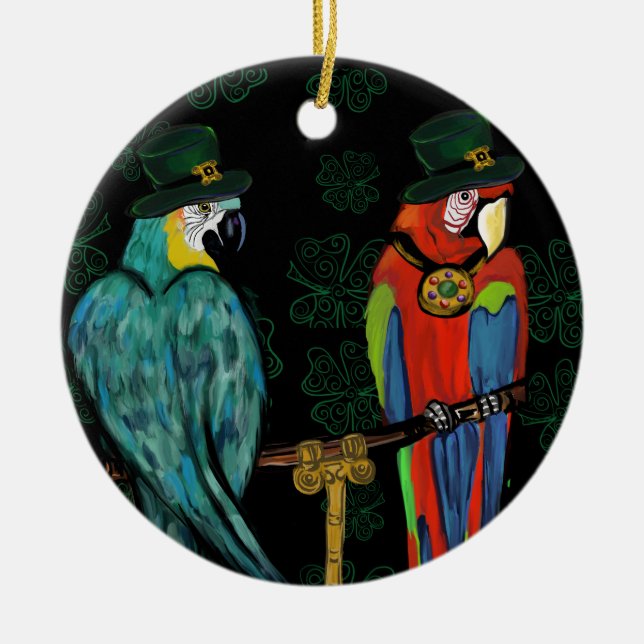 ADORNO DE CERÁMICA LOROS DE FIESTA      (Frente)