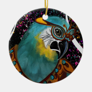 ADORNO DE CERÁMICA LOROS DE FIESTA       