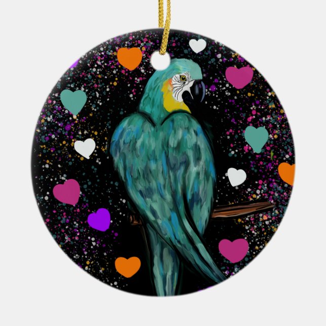 ADORNO DE CERÁMICA LOROS DE FIESTA        (Frente)