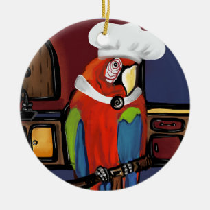 ADORNO DE CERÁMICA LOROS DE FIESTA         