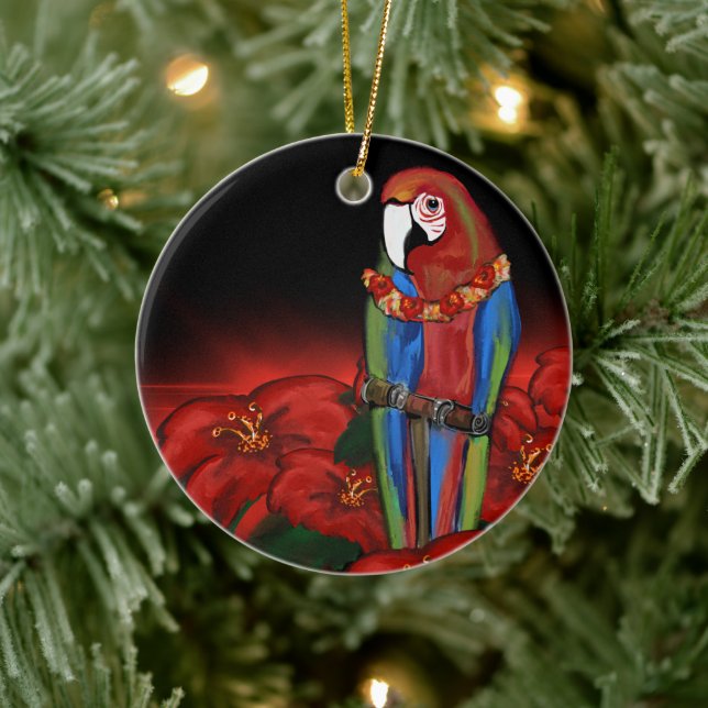 ADORNO DE CERÁMICA LOROS DE FIESTA      (Árbol)