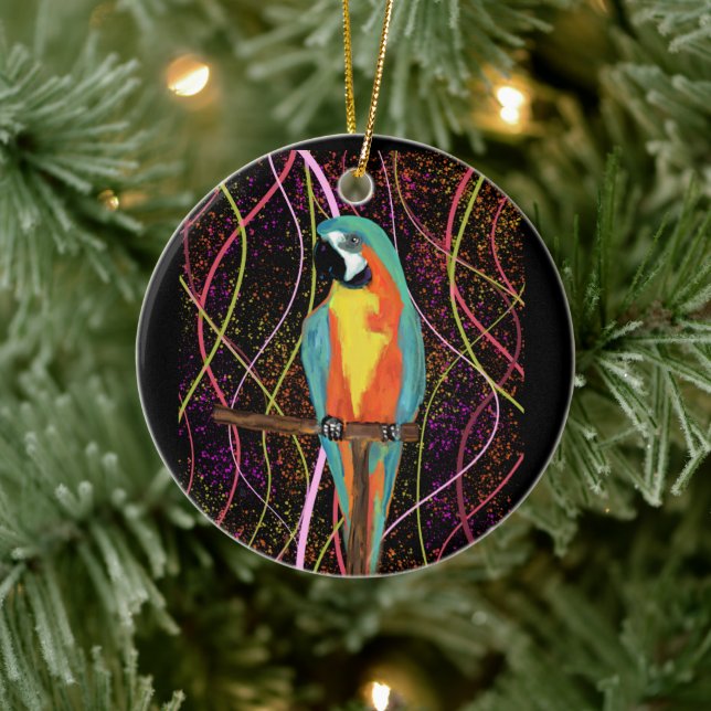 ADORNO DE CERÁMICA LOROS DE FIESTA       (Árbol)