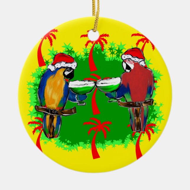 ADORNO DE CERÁMICA LOROS DE NAVIDAD (Frente)