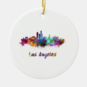 Adorno De Cerámica Los Angeles skyline in watercolor