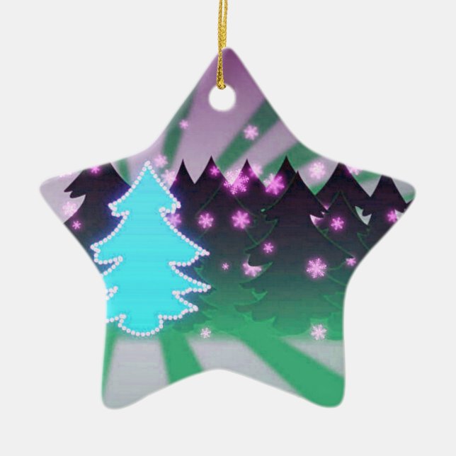 Adorno De Cerámica Los árboles de Navidad sombras de verde (Frente)