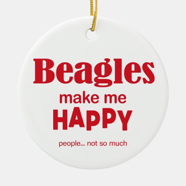 Adorno De Cerámica Los Beagles Me Hacen Feliz (Frente)