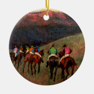 Adorno De Cerámica Los caballos de carreras en un arte del caballo de