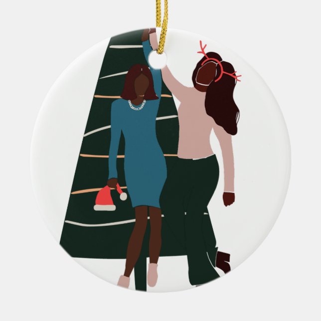 Adorno De Cerámica Los Chicas negros mejores Navidades amigos (Frente)