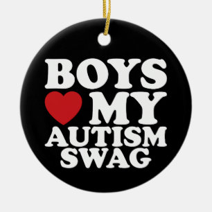 Adorno De Cerámica Los chicos aman mi autismo swag conciencia corazón