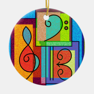 Adorno De Cerámica Los Clefs coloridos 2 de la música echaron a un