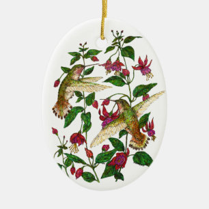 Adorno De Cerámica Los colibríes de Allan y la Fuschia