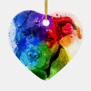 Adorno De Cerámica Los colores del amor son un Pitbull