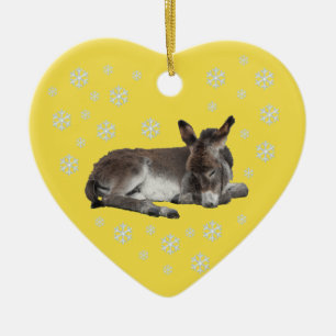 Adorno De Cerámica Los copos de nieve de burro en amarillo