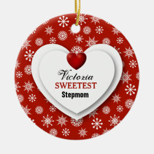 Adorno De Cerámica Los copos de nieve rojos y blancos más dulces de S