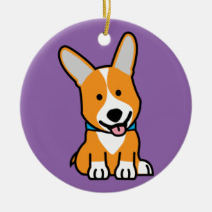 Adorno De Cerámica Los Corgis del Corgi persiguen el Pembroke feliz