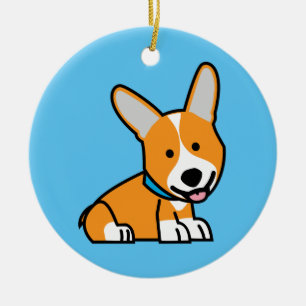 Adorno De Cerámica Los Corgis del Corgi persiguen el Pembroke feliz