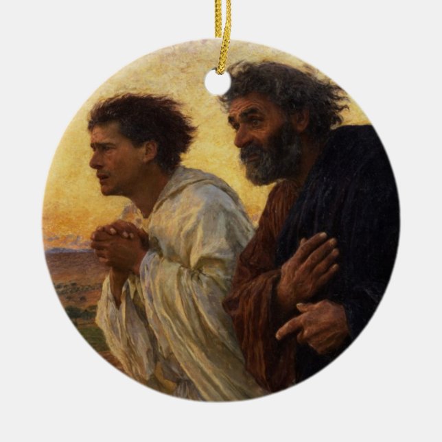 Adorno De Cerámica Los discípulos Peter y funcionamiento de Juan (Frente)