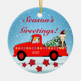 Adorno De Cerámica Los gatos de vacaciones tienen un árbol de Navidad