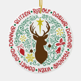 Adorno De Cerámica Los mágicos nombres de renos voladores de Santa Ma