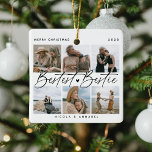 Adorno De Cerámica Los mejores amigos de Bestie, Collage de fotos Kee<br><div class="desc">Hágale saber a una amiga cuánto significa para ti con este adorno de navidad de caricatura de fotos regalo. Diseño 6 de tus fotos favoritas y de tu mejor amigo,  texto de guión que dice 'Mejor Bestie',  nombre/s y año.</div>