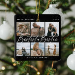 Adorno De Cerámica Los mejores amigos de Bestie, Collage de fotos Kee<br><div class="desc">Hágale saber a una amiga cuánto significa para ti con este adorno de navidad de caricatura de fotos regalo. Diseño 6 de tus fotos favoritas y de tu mejor amigo,  texto de guión que dice 'Mejor Bestie',  nombre/s y año.</div>
